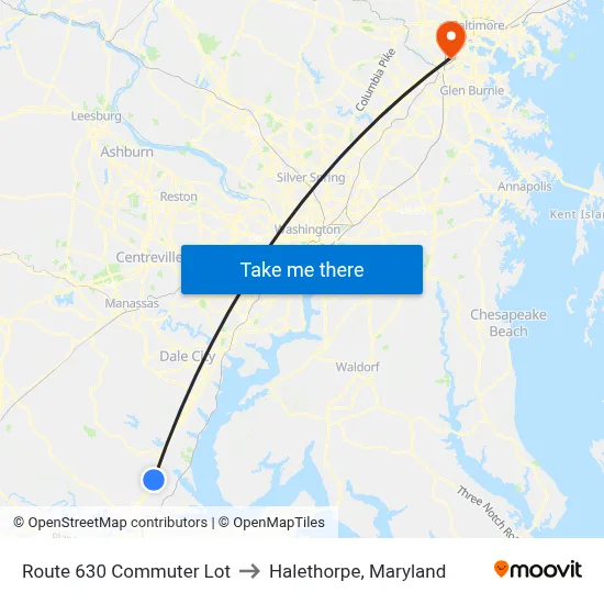 Route 630 Commuter Lot to Halethorpe, Maryland map