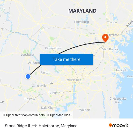 Stone Ridge II to Halethorpe, Maryland map