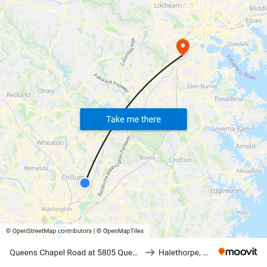 Queens Chapel Road at 5805 Queens Chapel Road to Halethorpe, Maryland map