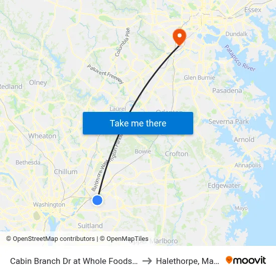 Cabin Branch Dr at Whole Foods Entrance to Halethorpe, Maryland map
