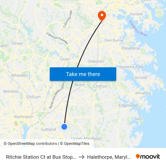 Ritchie Station Ct at Bus Stop #1 to Halethorpe, Maryland map