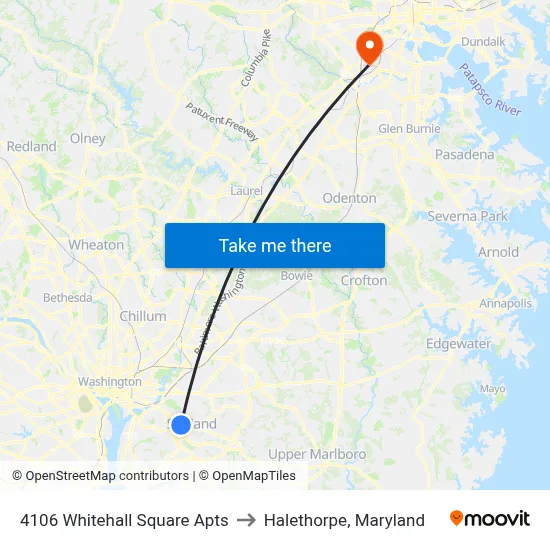 4106 Whitehall Square Apts to Halethorpe, Maryland map