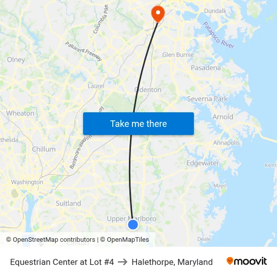 Equestrian Center at Lot #4 to Halethorpe, Maryland map