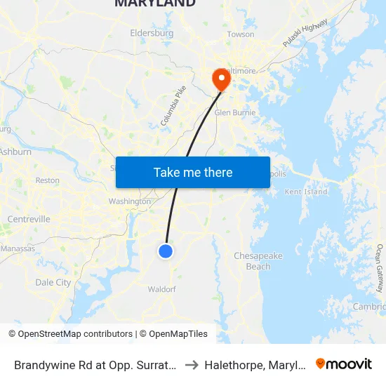 Brandywine Rd at Opp. Surrats Rd to Halethorpe, Maryland map