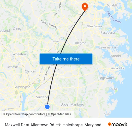 Maxwell Dr at Allentown Rd to Halethorpe, Maryland map