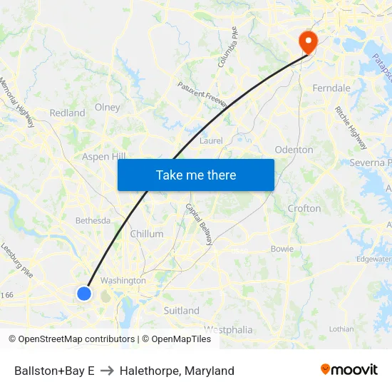 Ballston+Bay E to Halethorpe, Maryland map