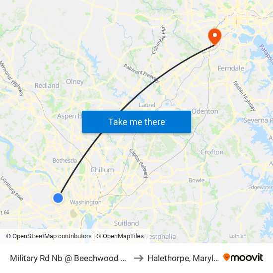 Military Rd Nb @ Beechwood Cir Ns to Halethorpe, Maryland map