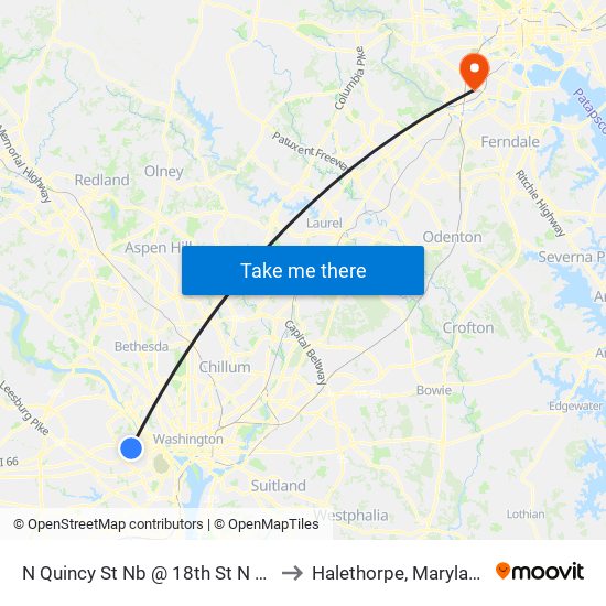N Quincy St Nb @ 18th St N Ns to Halethorpe, Maryland map