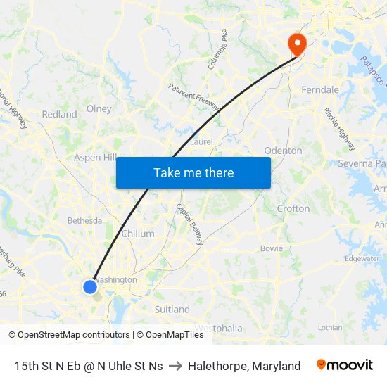 15th St N Eb @ N Uhle St Ns to Halethorpe, Maryland map