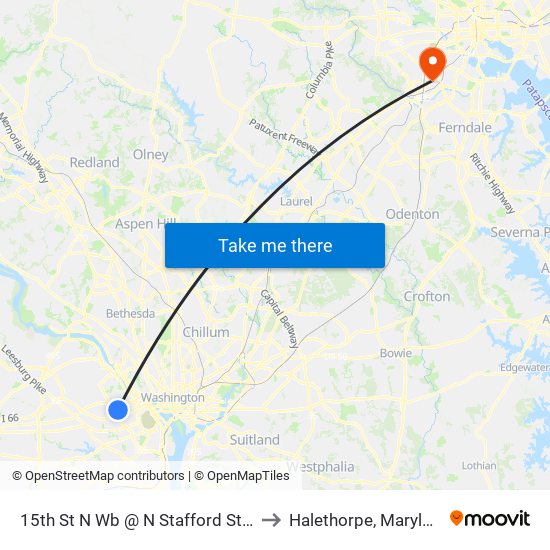 15th St N Wb @ N Stafford St Ns to Halethorpe, Maryland map