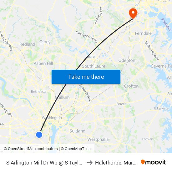 S Arlington Mill Dr Wb @ S Taylor St FS to Halethorpe, Maryland map