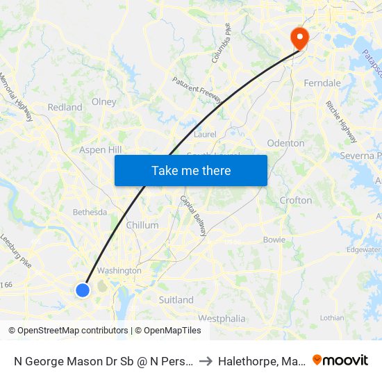 N George Mason Dr Sb @ N Pershing Dr Ns to Halethorpe, Maryland map