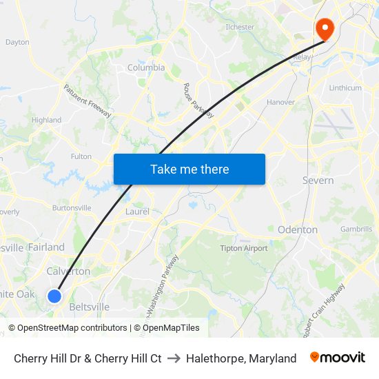 Cherry Hill Dr & Cherry Hill Ct to Halethorpe, Maryland map