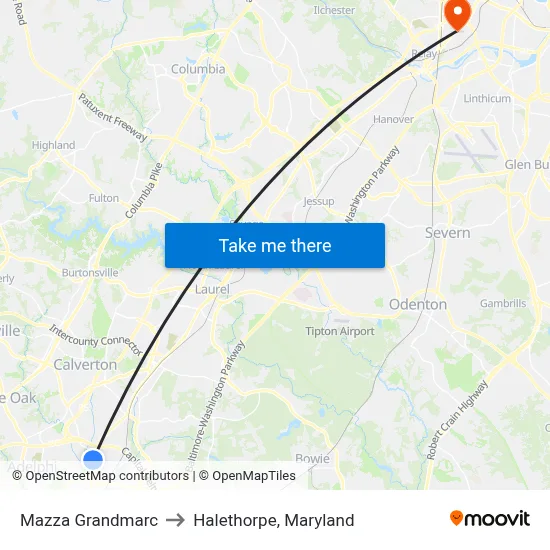 Mazza Grandmarc to Halethorpe, Maryland map