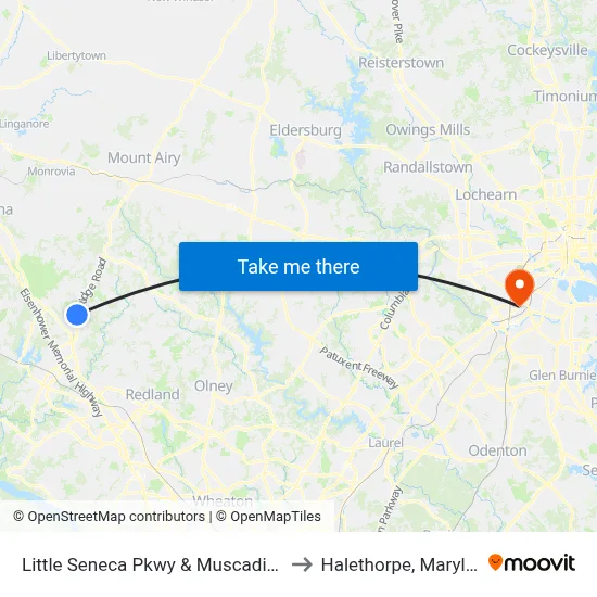 Little Seneca Pkwy & Muscadine Dr to Halethorpe, Maryland map