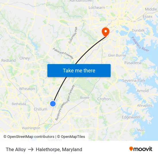 The Alloy to Halethorpe, Maryland map