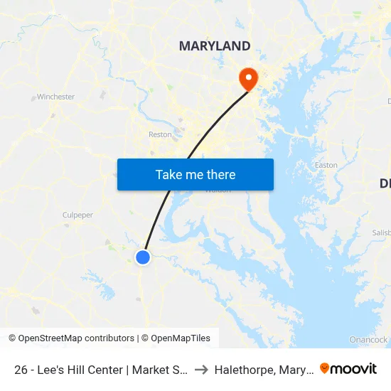 26 - Lee's Hill Center | Market St. (Rgi) to Halethorpe, Maryland map