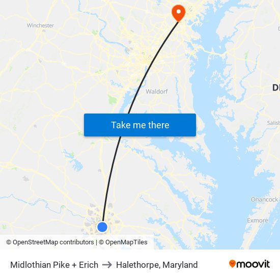 Midlothian Pike + Erich to Halethorpe, Maryland map