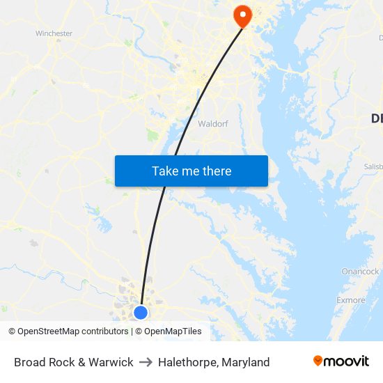 Broad Rock & Warwick to Halethorpe, Maryland map