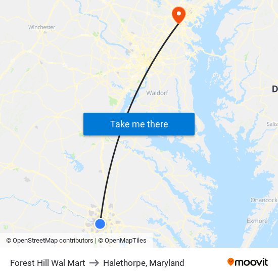 Forest Hill Wal Mart to Halethorpe, Maryland map