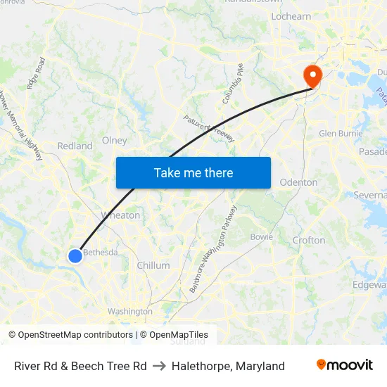 River Rd & Beech Tree Rd to Halethorpe, Maryland map