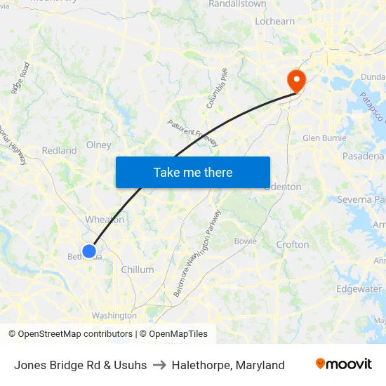Jones Bridge Rd & Usuhs to Halethorpe, Maryland map