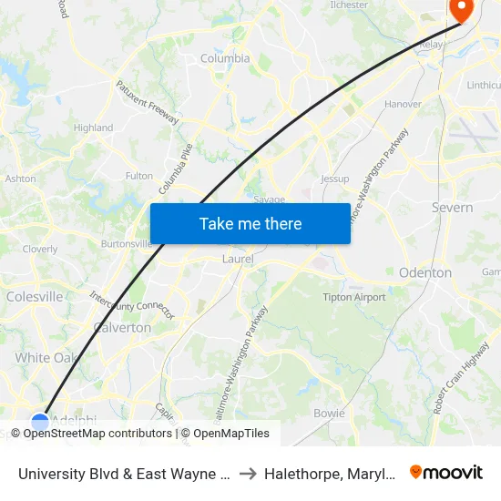 University Blvd & East Wayne Ave to Halethorpe, Maryland map