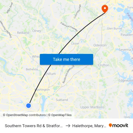 Southern Towers Rd & Stratford Bldg to Halethorpe, Maryland map