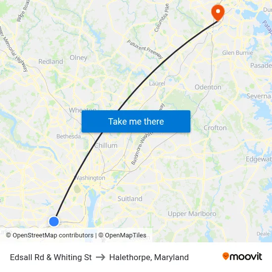 Edsall Rd & Whiting St to Halethorpe, Maryland map