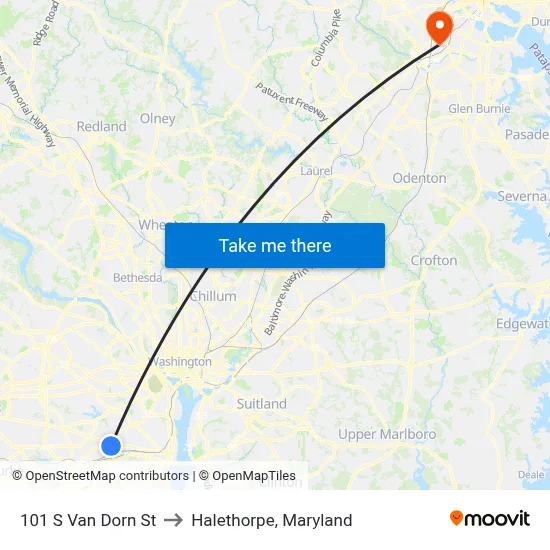 101 S Van Dorn St to Halethorpe, Maryland map