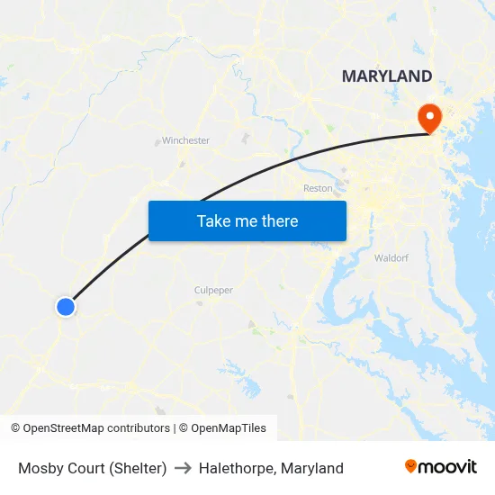 Mosby Court (Shelter) to Halethorpe, Maryland map