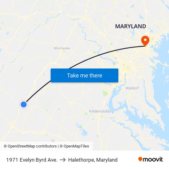 1971 Evelyn Byrd Ave. to Halethorpe, Maryland map