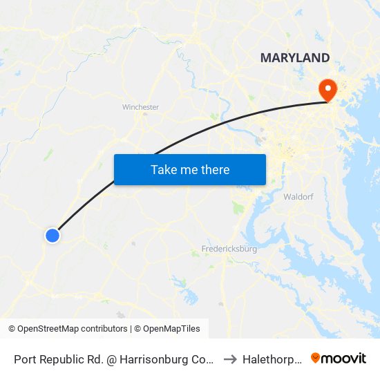 Port Republic Rd. @ Harrisonburg Community Health Center (Shelter) to Halethorpe, Maryland map