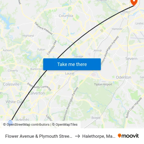 Flower Avenue & Plymouth Street (Inbound) to Halethorpe, Maryland map