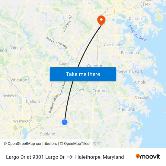 Largo Dr at 9301 Largo Dr to Halethorpe, Maryland map