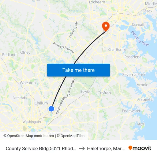 County Service Bldg;5021 Rhode Island to Halethorpe, Maryland map