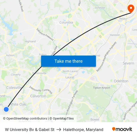W University Bv & Gabel St to Halethorpe, Maryland map