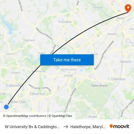 W University Bv & Caddington Av to Halethorpe, Maryland map