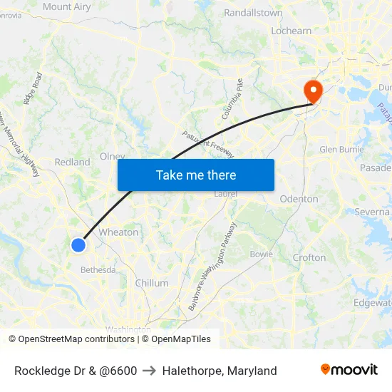 Rockledge Dr & @6600 to Halethorpe, Maryland map