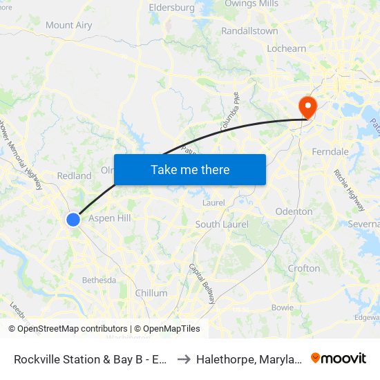 Rockville Station & Bay B - East to Halethorpe, Maryland map