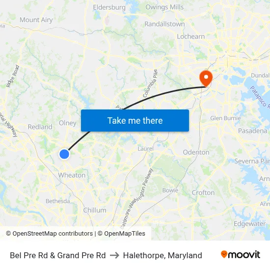 Bel Pre Rd & Grand Pre Rd to Halethorpe, Maryland map