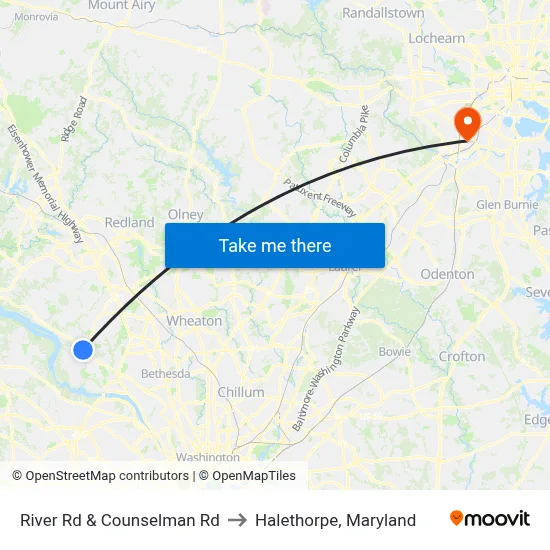 River Rd & Counselman Rd to Halethorpe, Maryland map