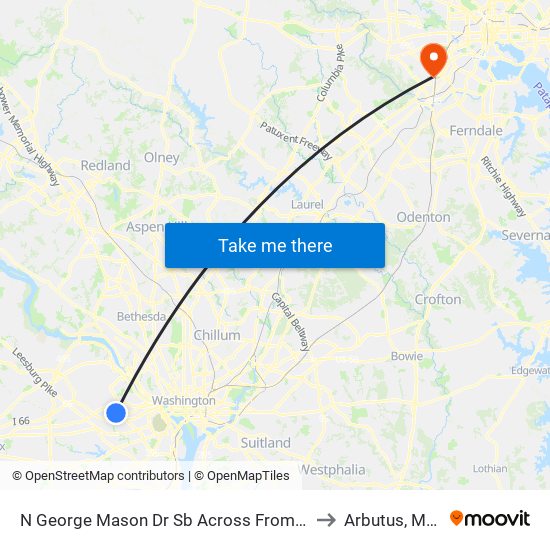 N George Mason Dr Sb Across From Virginia Hospital to Arbutus, Maryland map