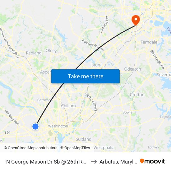 N George Mason Dr Sb @ 26th Rd N Ns to Arbutus, Maryland map