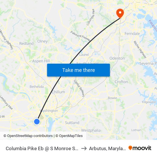 Columbia Pike Eb @ S Monroe St FS to Arbutus, Maryland map