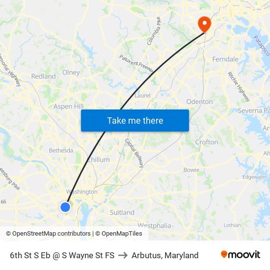 6th St S Eb @ S Wayne St FS to Arbutus, Maryland map