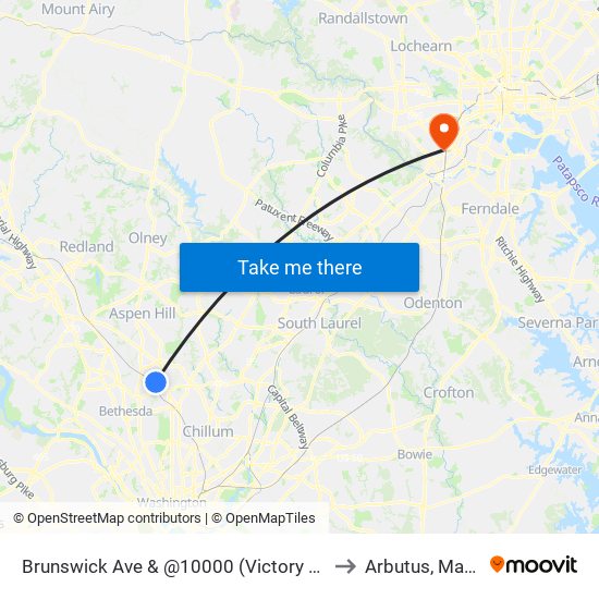 Brunswick Ave & @10000 (Victory Forest Apts) to Arbutus, Maryland map