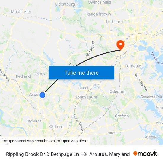 Rippling Brook Dr & Bethpage Ln to Arbutus, Maryland map