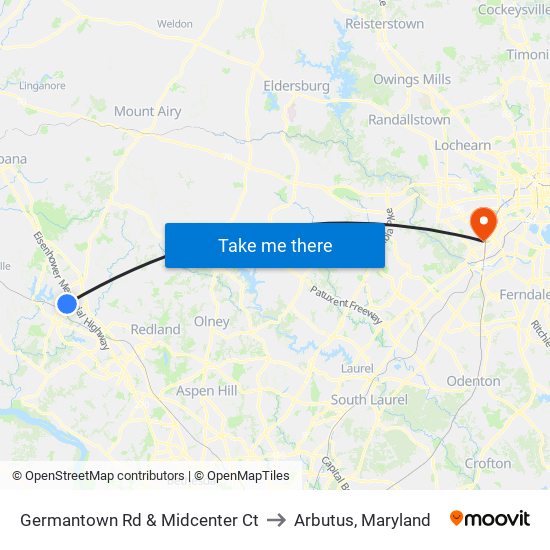 Germantown Rd & Midcenter Ct to Arbutus, Maryland map