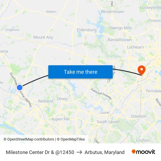 Milestone Center Dr & @12450 to Arbutus, Maryland map